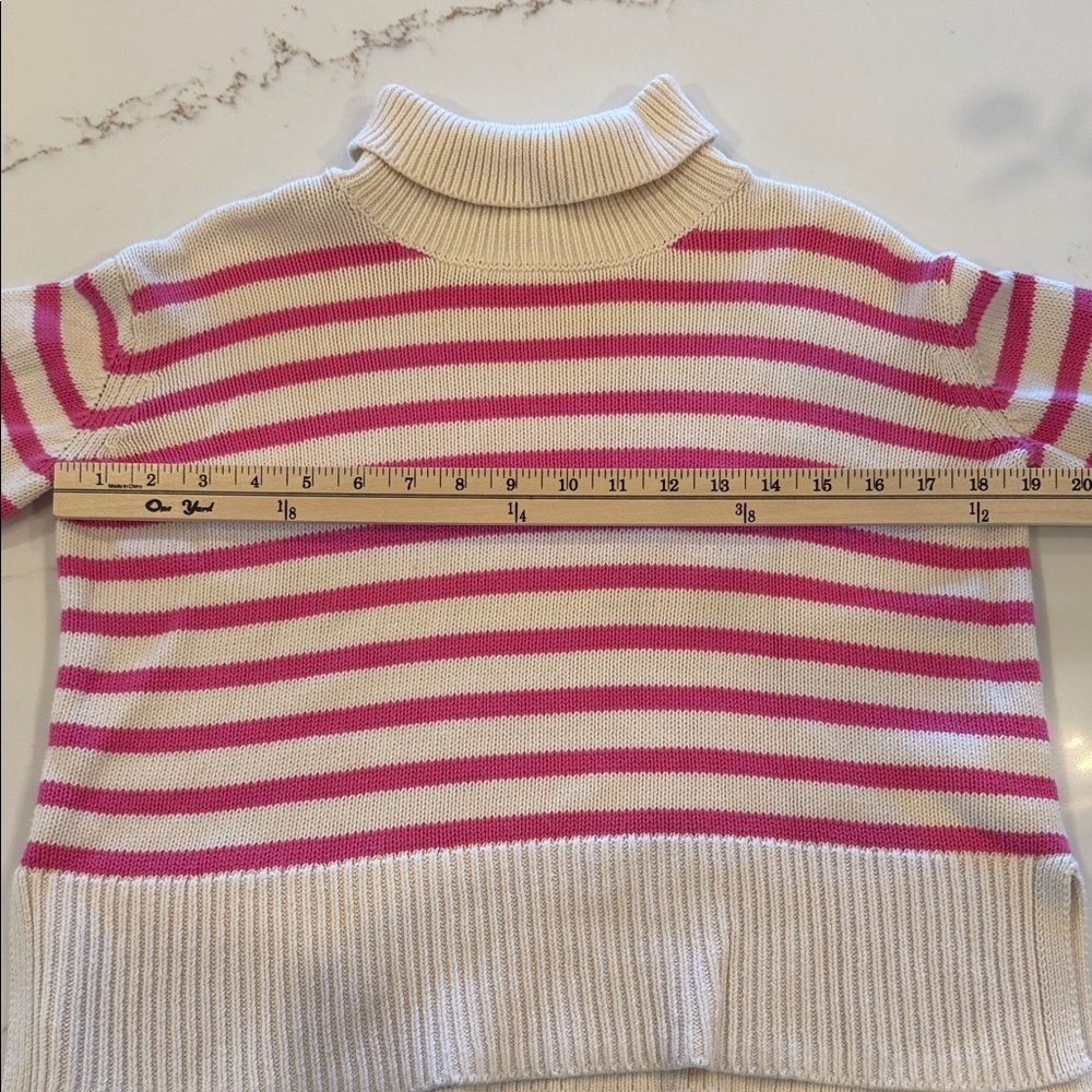 GAP Kids Pink and Cream Striped Turtleneck Sweater Size L - Picture 3 of 4